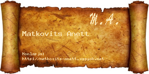 Matkovits Anett névjegykártya