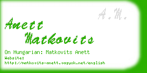 anett matkovits business card